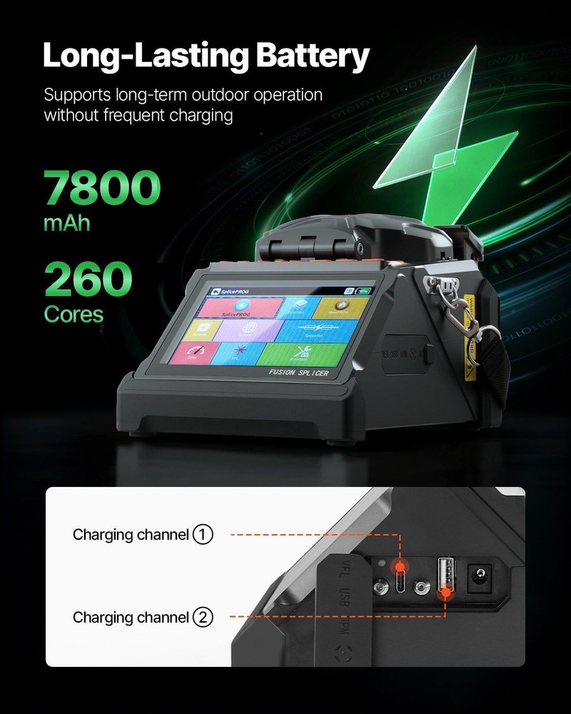 Fiber Optic Splicing Machine 6 Motor Core Clad Alignment 5 Inch View