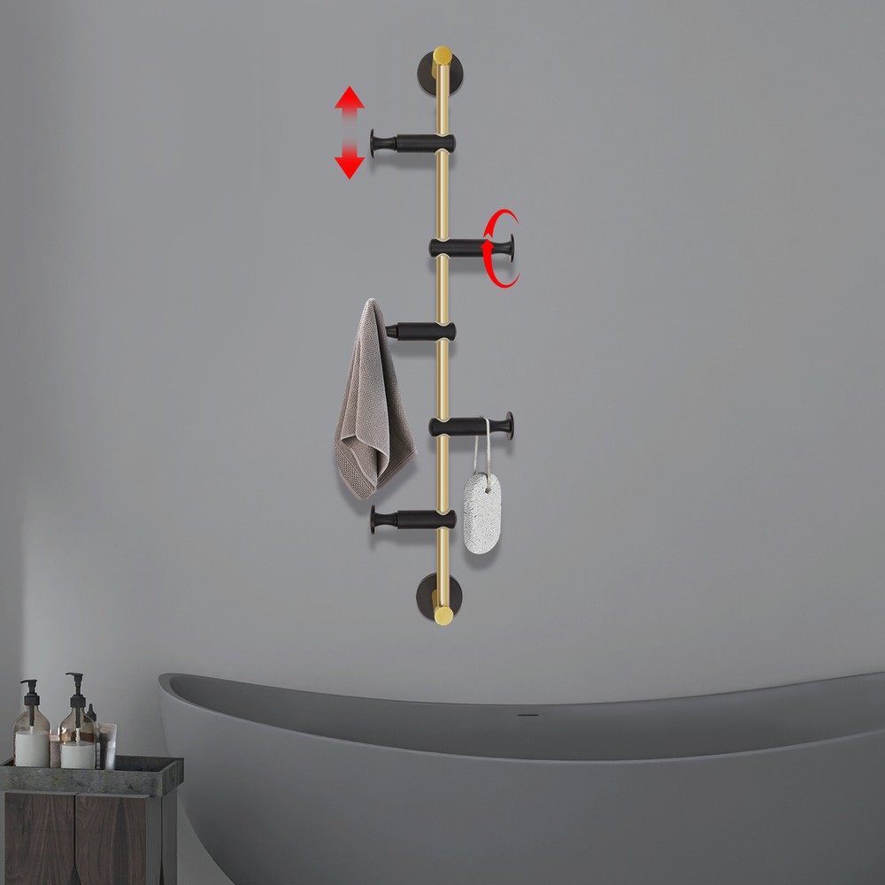 Coat Rack with 5 Adjustable Hooks Wall Mounted Vertical Coat Rack Coat Rack
