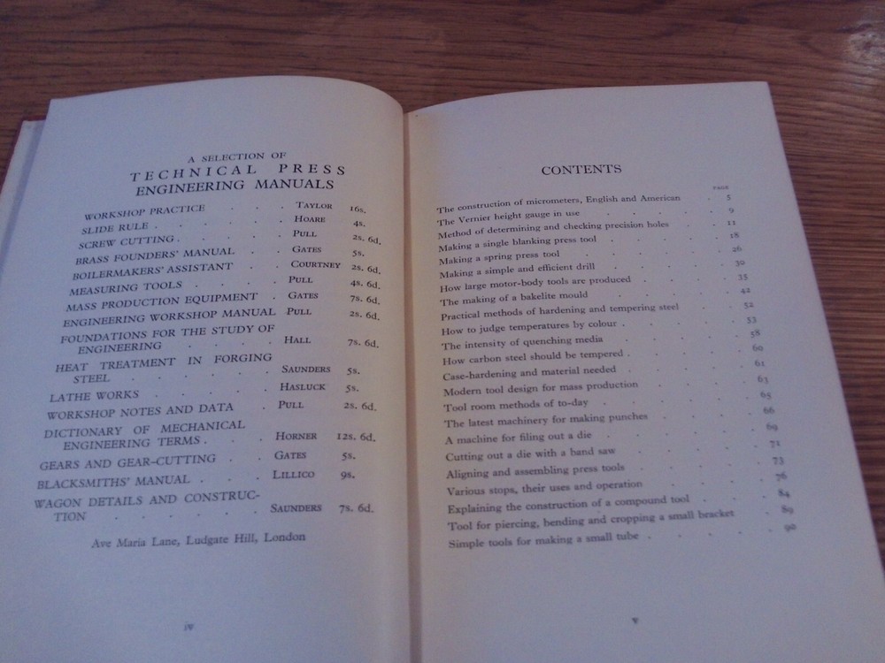 Press Tool Making Very scarce vintage book