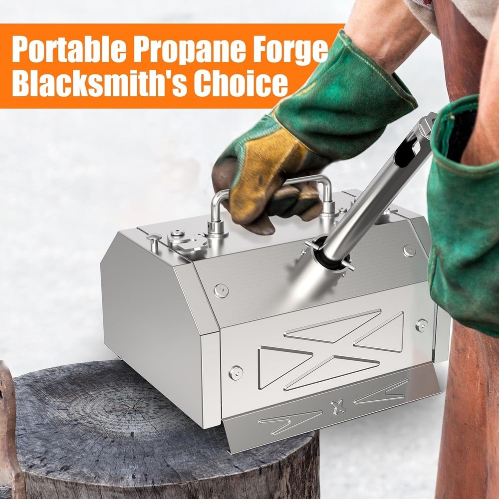 Portable Propane Blacksmith Forge Kit with Double Door, , 30PSI Regulator, Kn...