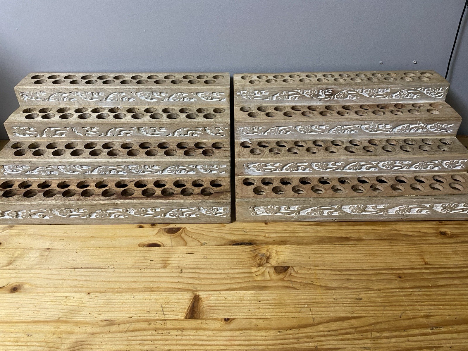 Set Of 2 Tiered Decorative Wooden Display Stands 92 Small items Ea. (184 Total)