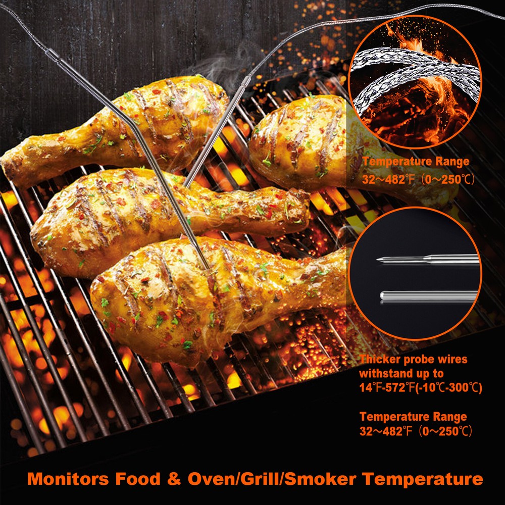 Dual 2 Probes Digital Wireless LCD Meat Cooking Kitchen Alarm Thermometer &Timer