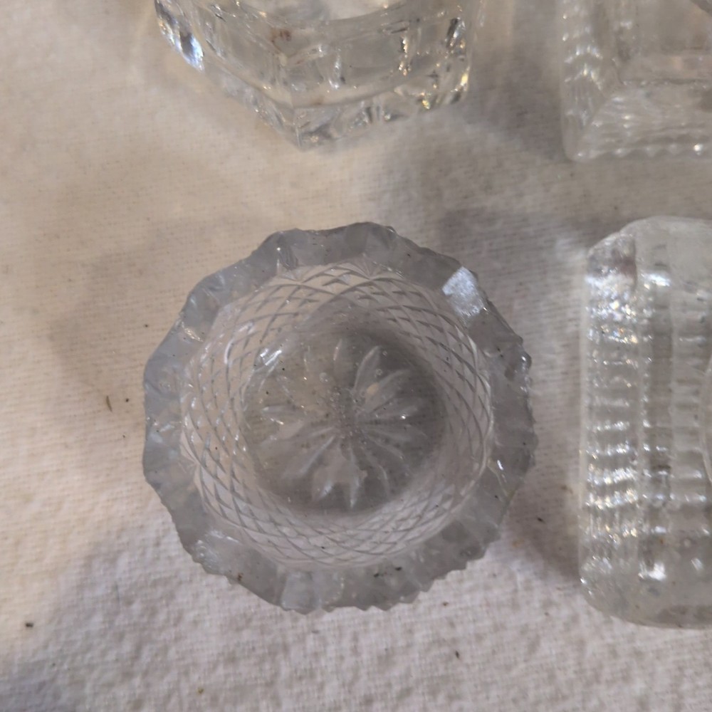 Four Waffle Base Square Open Cellar Dip EAPG? Plus Two Round Cellars READ