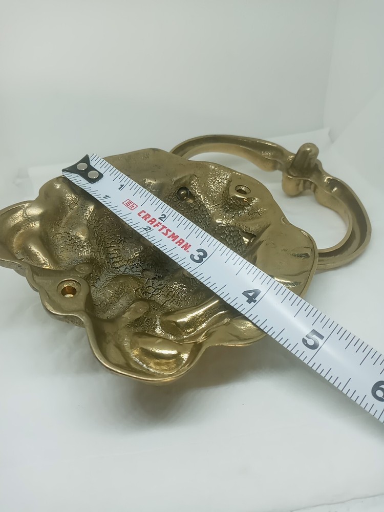 Vtg. Brass Cast Lion Head Door Knocker. Solid. Heavy.
