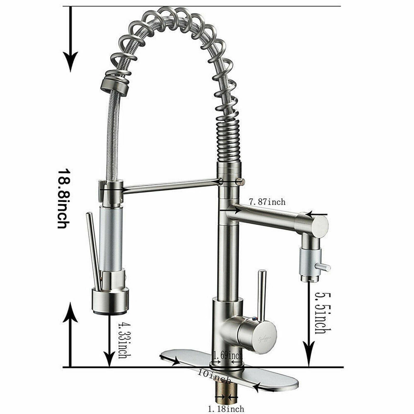 Kitchen Sink Faucet Stainless steel Single Handle Pull Down Sprayer Swivel Mixer