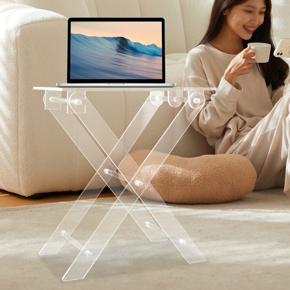 X-shaped Foldable Acrylic Computer Table Coffee Table For Living Room Bed Room