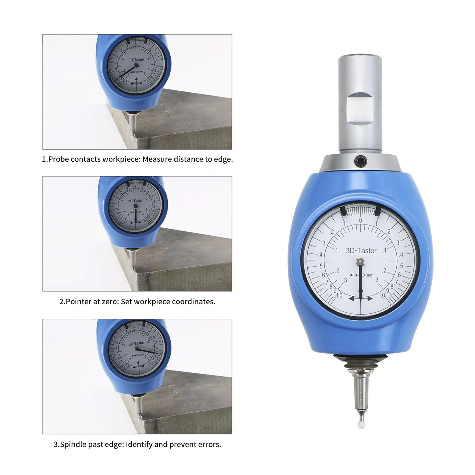 New 3D Edge Finder for XYZ Axis CNC Universal Detector Tool with Storage Box