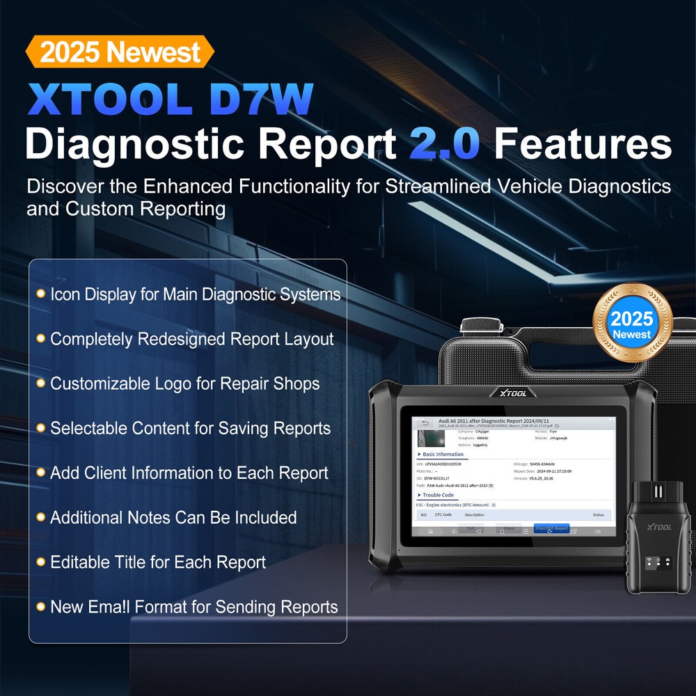 2025 XTOOL D7W V2.0 All System Diagnostic Bidirectional Scanner Key Programmer