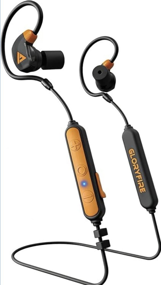 GLORYFIRE Electronic Bluetooth 5.2 Earbuds Black/Orange 26dB NRR