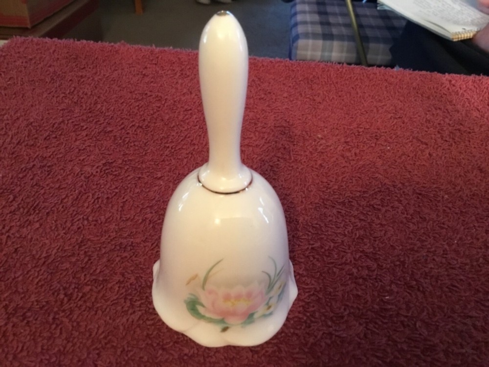 Small Fine Bone China Bell w/Pink Flowers