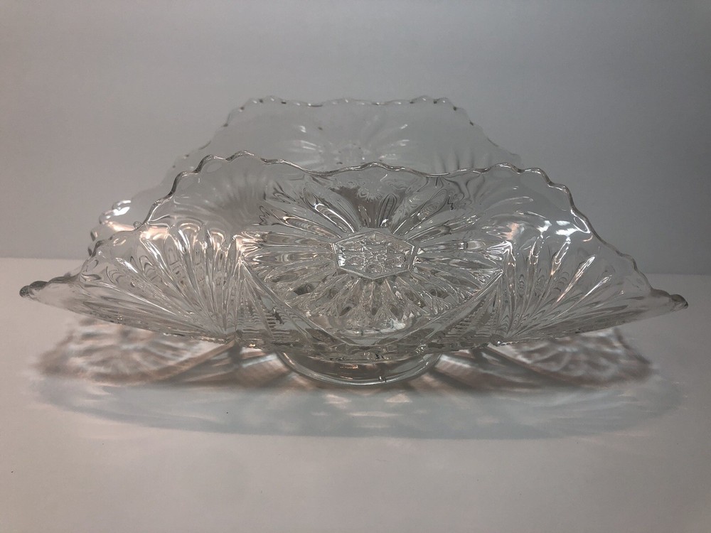 Curved Cut Glass Serving Tray Dish