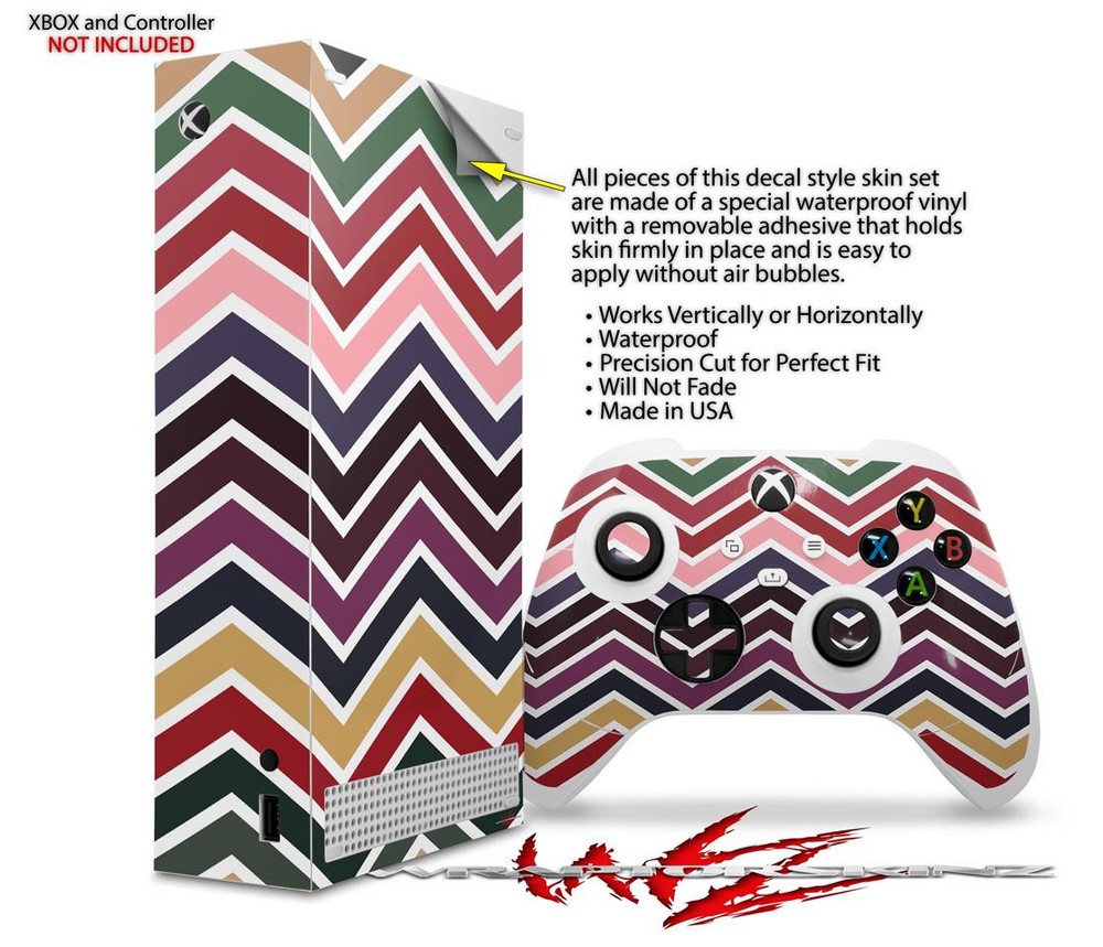 Skin Wrap for XBOX Series S Console Controller Zig Zag Colors 02