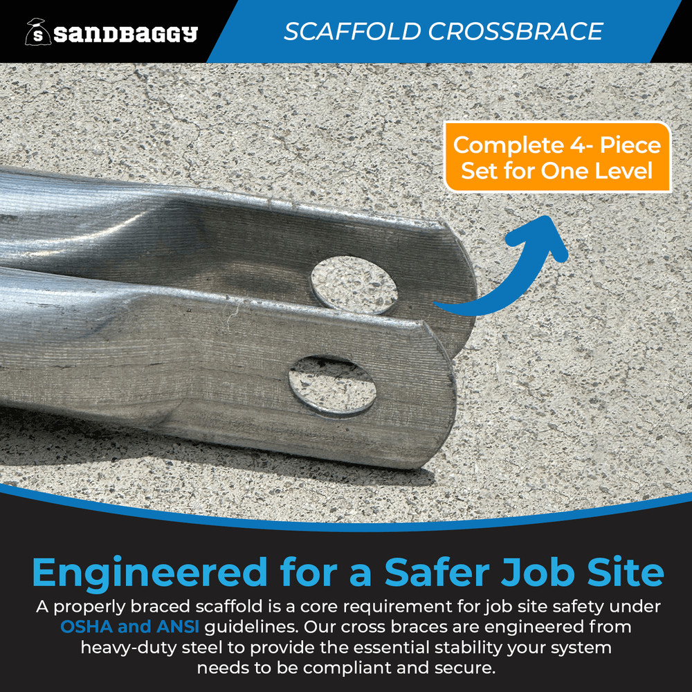 Scaffolding Cross Braces for 7' x 4' Frames [2 Sets] - Sandbaggy