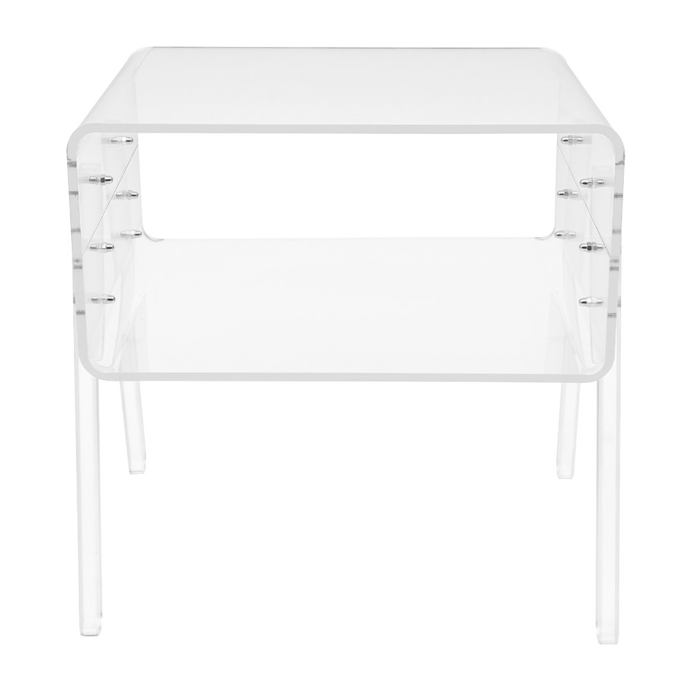 Acrylic Side Table, 2-Tier End Table with Open Storage for Small Spaces, Clear