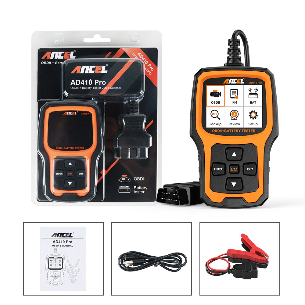 ANCEL AD410 PRO OBD2 Scanner Code Reader 6V 12V Automotive Battery Load Tester