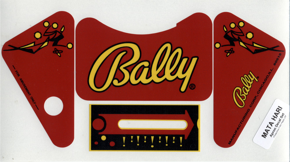 MATA HARI Pinball Machine APRON DECAL SET