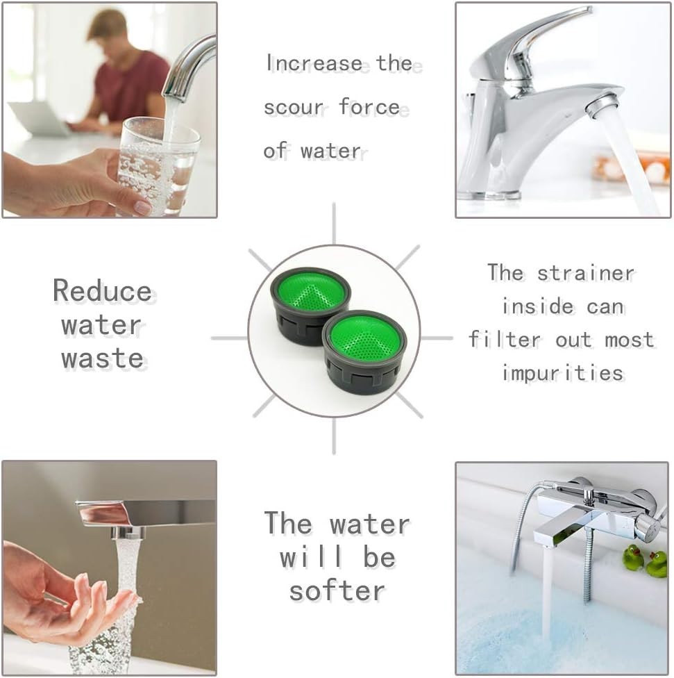 Faucet Aerator Set - 10 Inserts for M22 & M24 with Rubber Washers