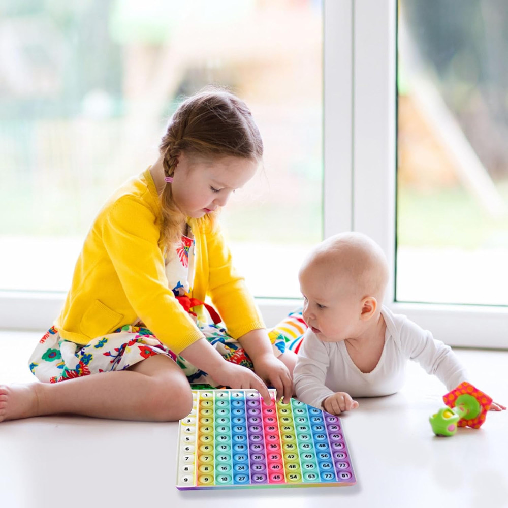 ​Rainbow Multiplication Table Game Learning Board, 9X9 Educational Mathstem Sens