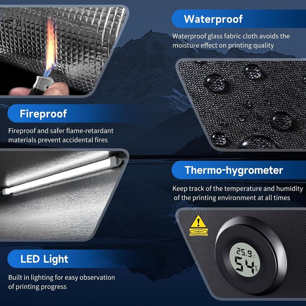 LED Illuminated 3D Printer Enclosure with Constant Temperature & Noise Isolation