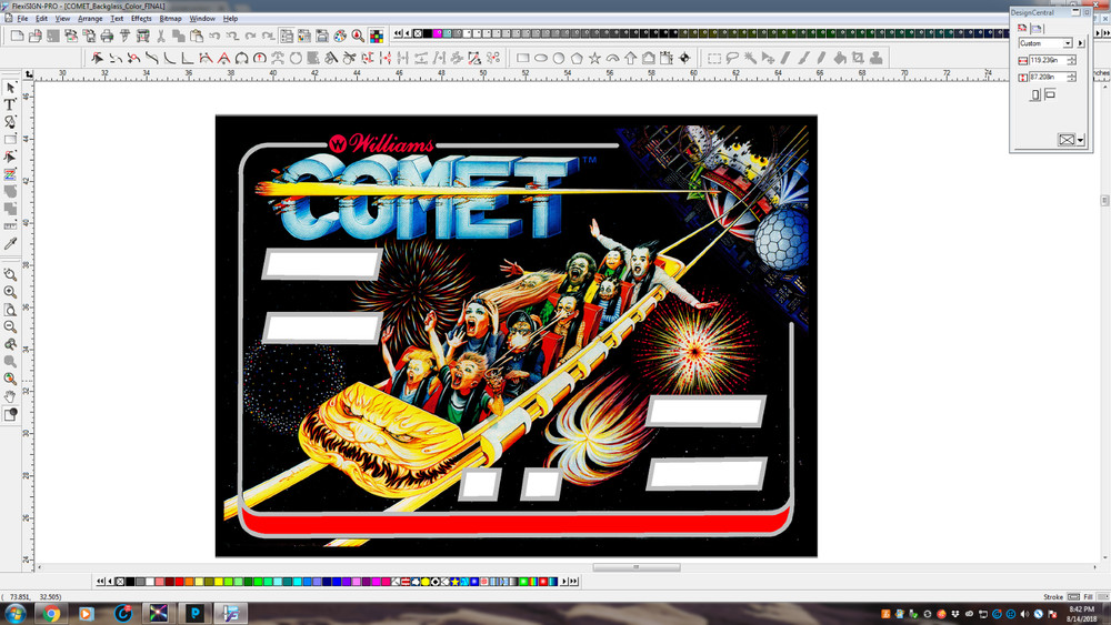 WILLIAMS comet pinball machine backglass translite replacement
