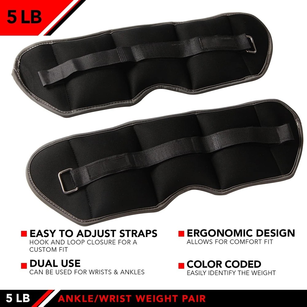 Versatile 5 LB Ankle Weights with Adjustable Straps - Enhance Your Workouts