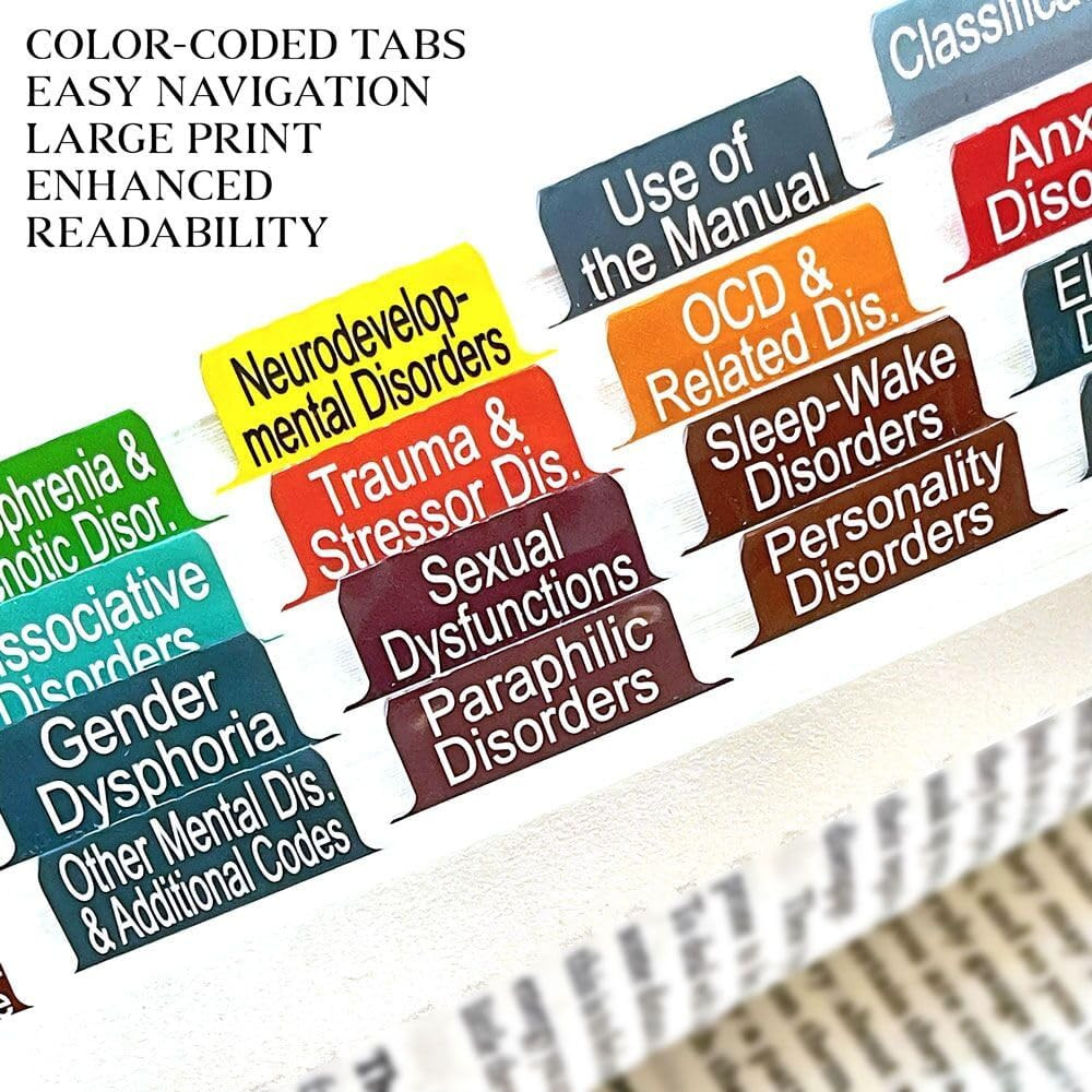 Index Tabs for DSM-5-TR Desk Reference - 28 Color-Coded Laminated Tabs