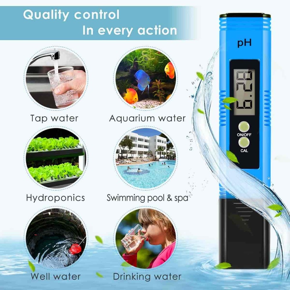 PH Meter for Water pH Tester Digital pH Pen, 0.01 High Accuracy pH Reader pH