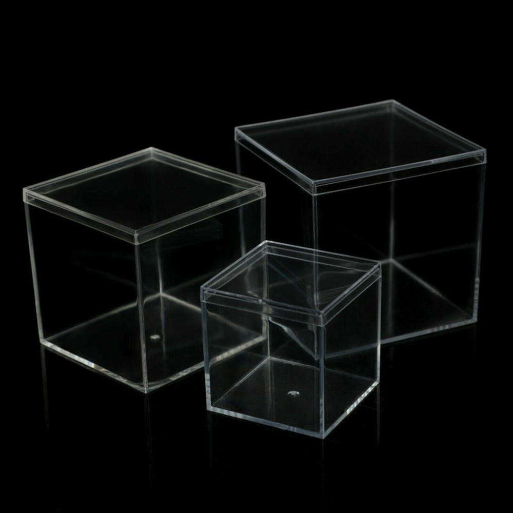 2pcs Clear Acrylic Display Box Case Perspex Dustproof Protection Decor 2"X2"