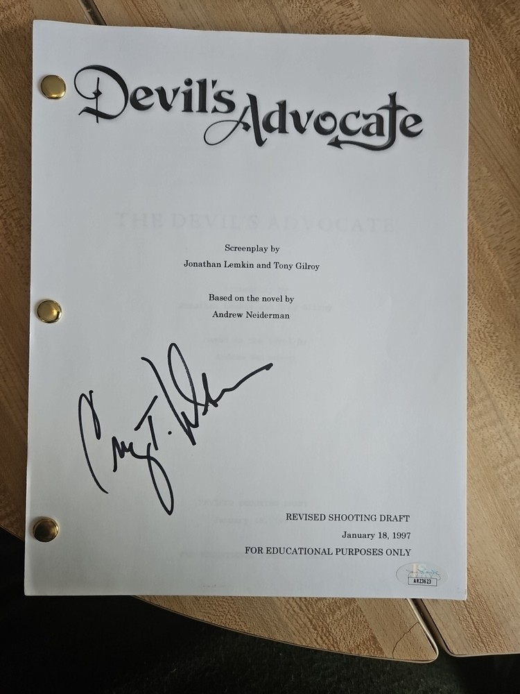 Devil's Advocate Script Signed By Craig T. Nelson -Played Alexander Cullen - JSA