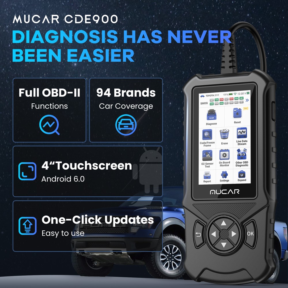 2025 MUCAR CDE900 Car Diagnostic Scanner ABS SRS OBD2 Code Reader Check Engine