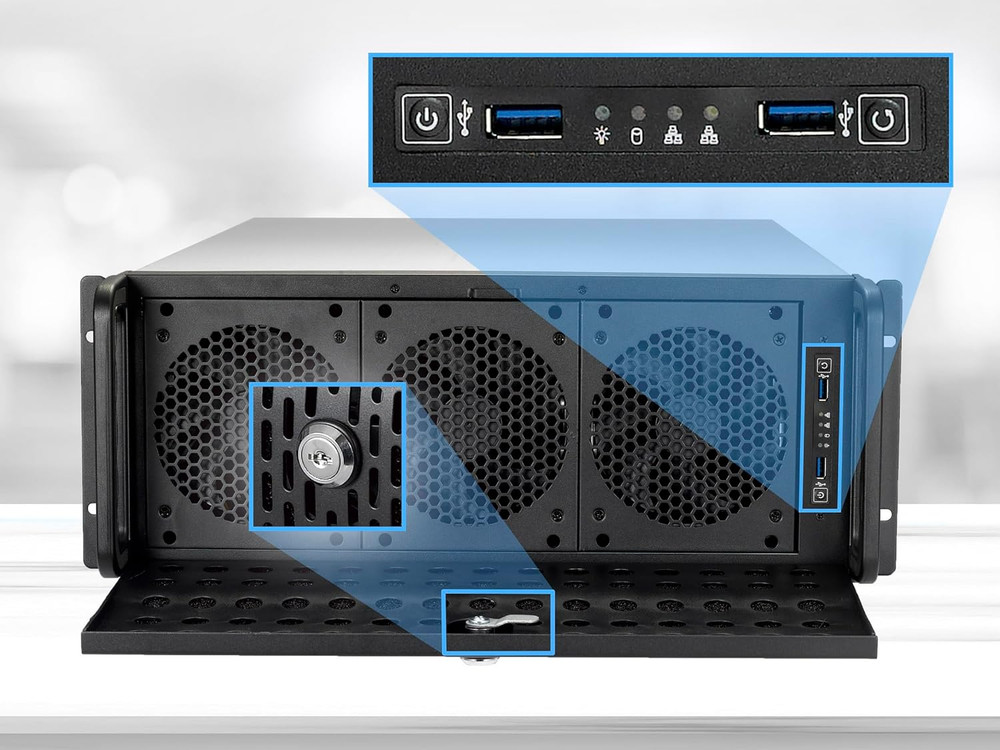 4U Server Chassis Rackmount Case | 15 3.5" HDD Bays | E-ATX Compatible | 6 Front