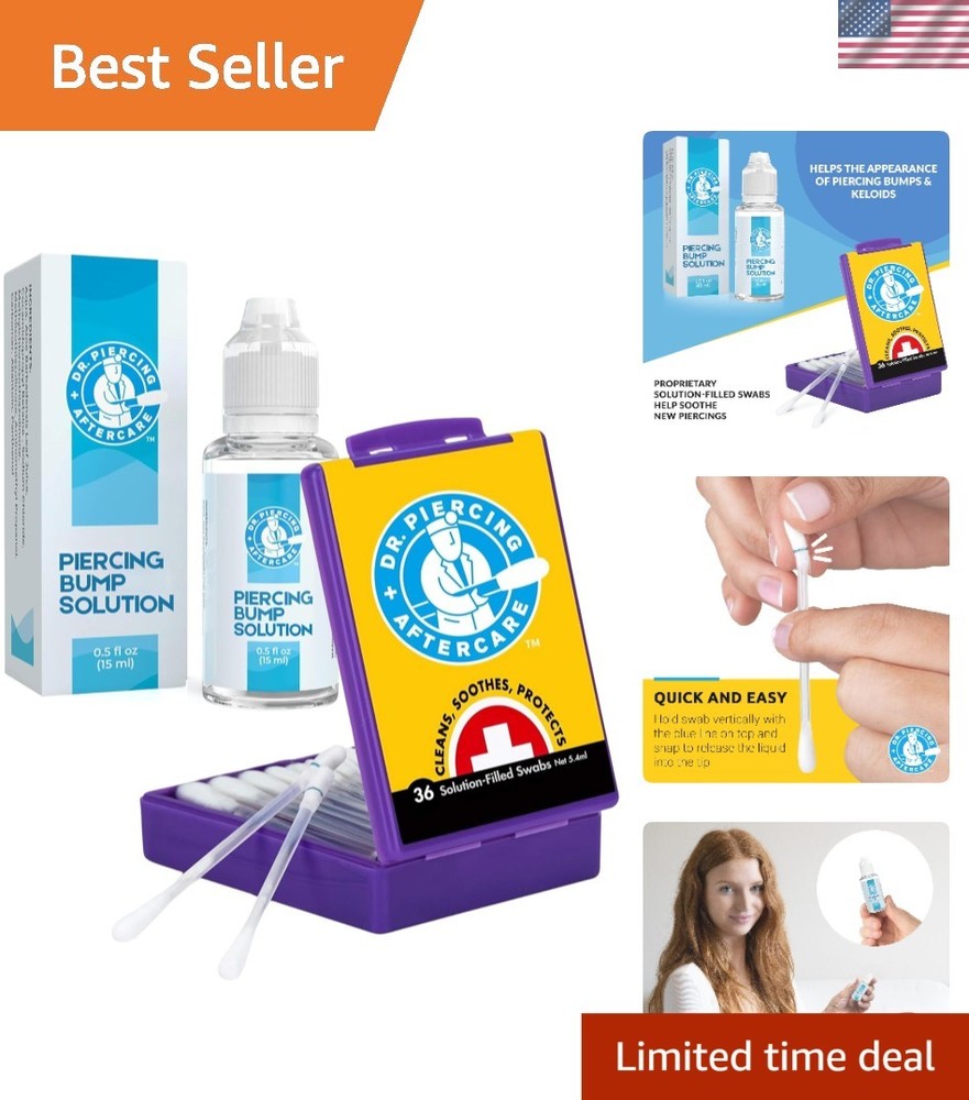 Ultimate Piercing Care Kit: Saline Solution & Keloid Drops with Precision Swabs