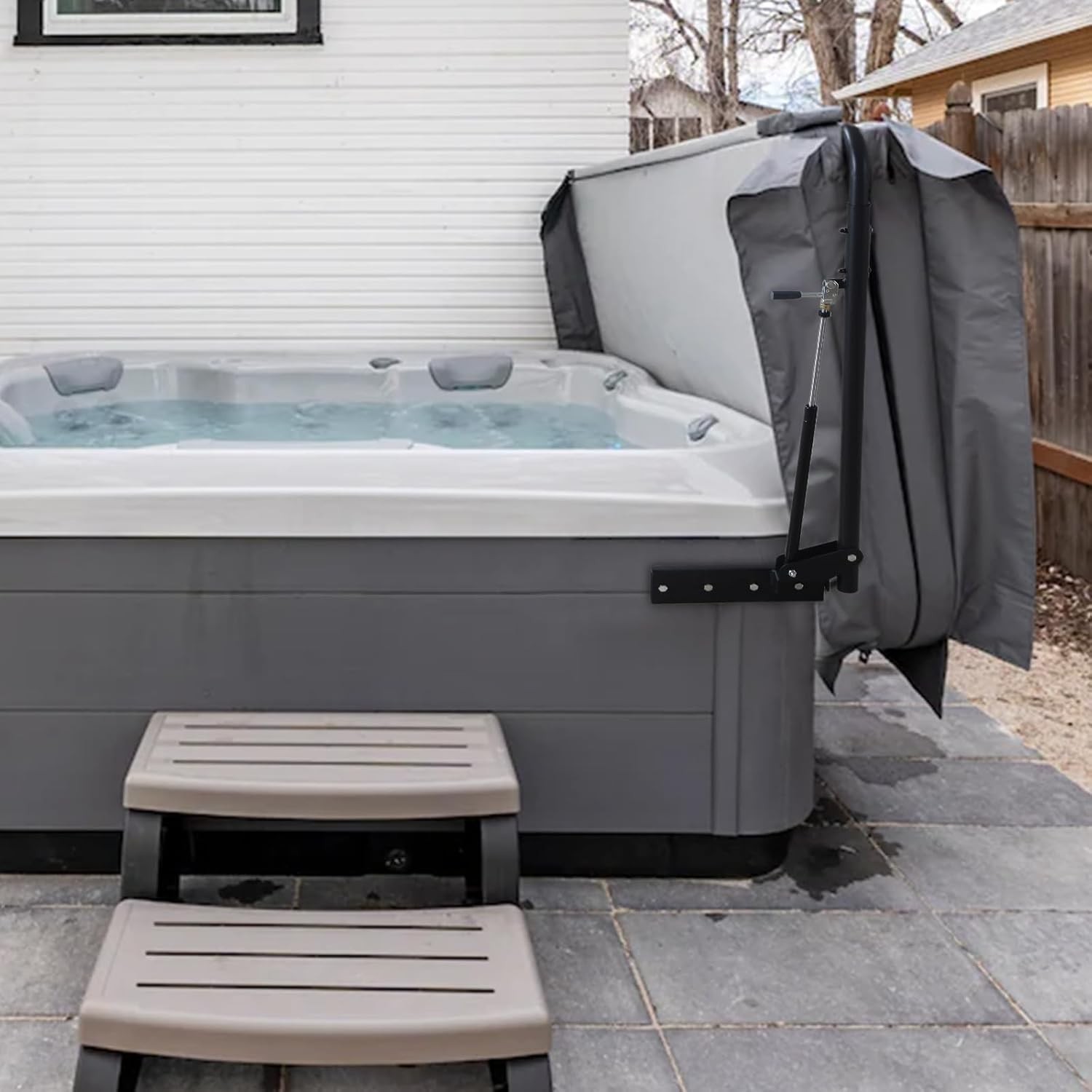 Pool Hot Tub Cover Lift Hydraulic 69-96.5 In Width Adjustable for Hot Tubs Spas