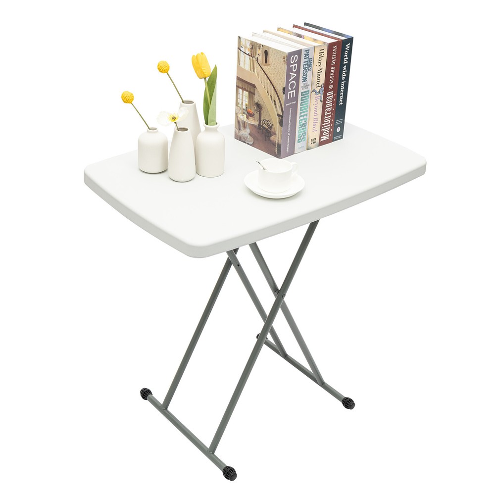 20x30" White Folding Table Portable and Adjustable Small Table