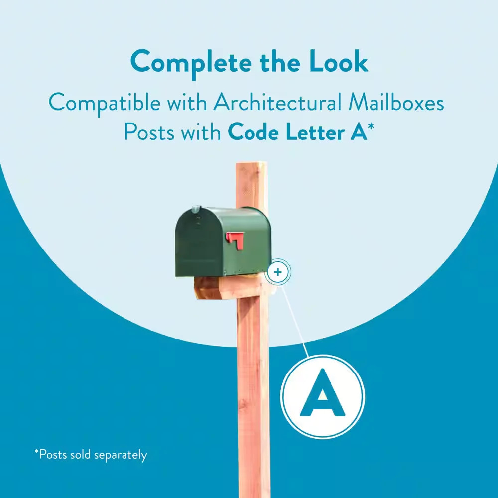 Elite Green, Medium, Steel, Post Mount Mailbox