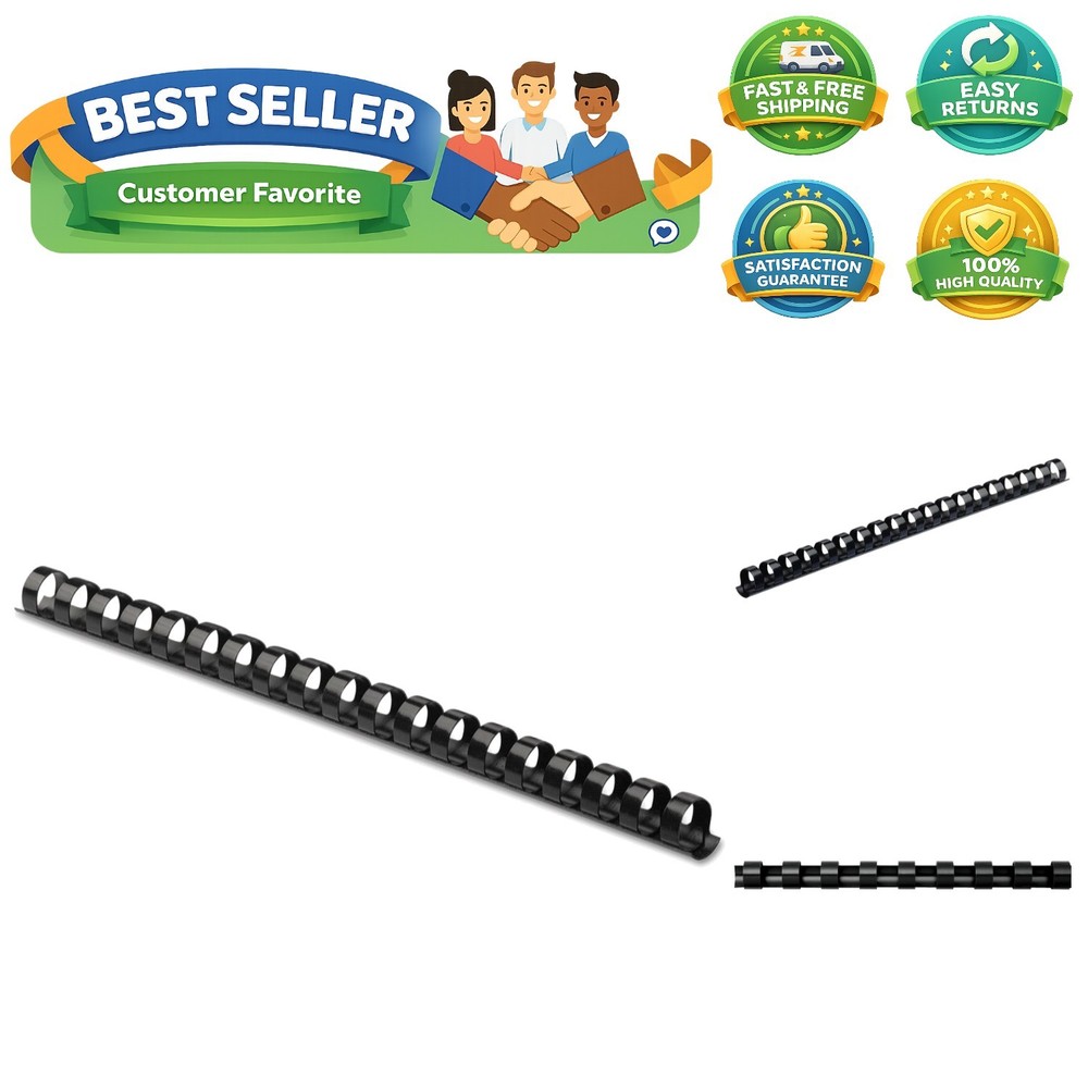 Professional Black Binding Combs 3/8'' - 100 Pack for Elegant Document Binding