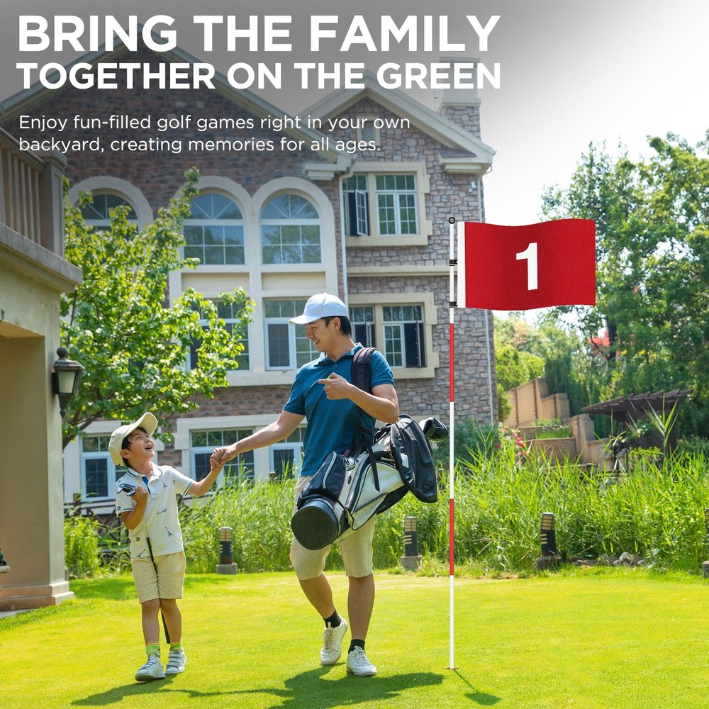 KINGTOP 6ft Golf Flagstick Basic, Portable Version1- Red Flag#1, 1-Pack