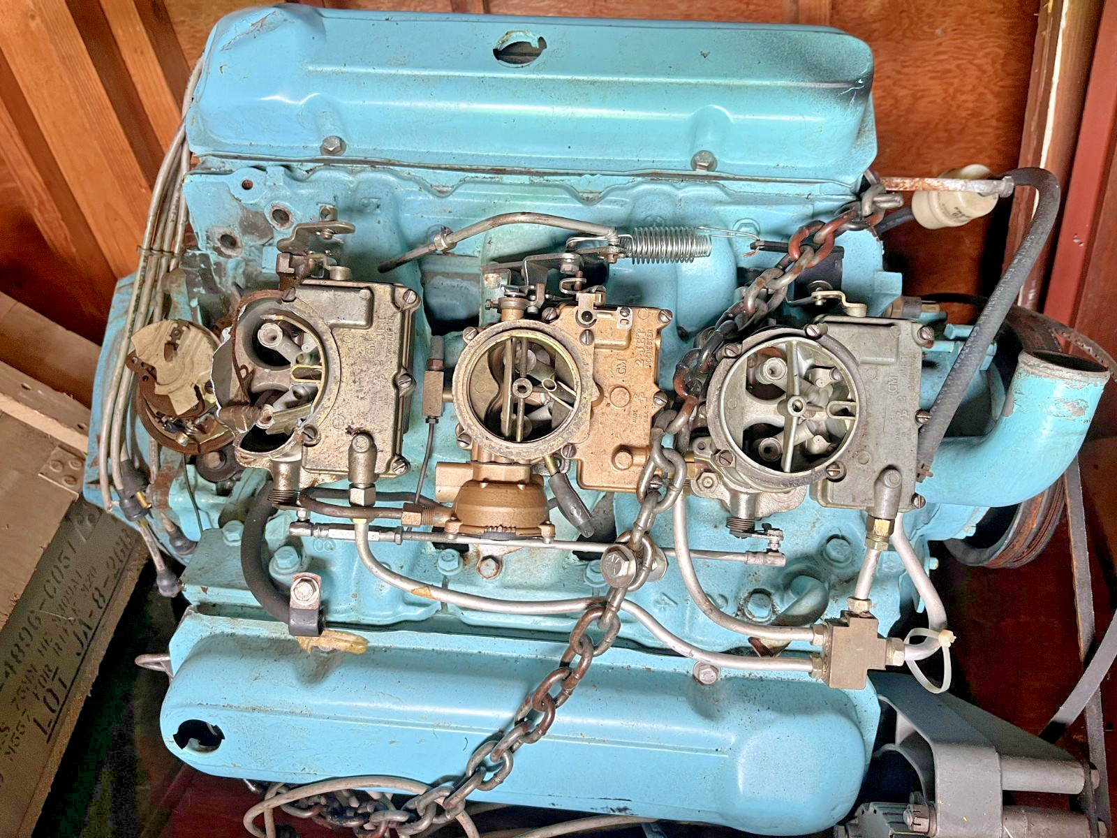 1957 1958 Oldsmobile J-2 Rocket 371 V8 Engine - Factory Tri-Power - TURNS OVER