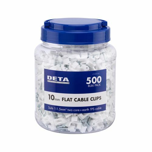 DETA 10mm White Flat Cable Clips - 500pk