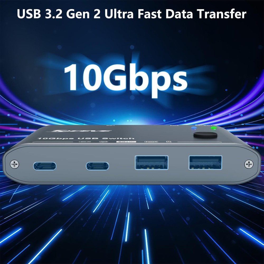 10Gbps USB C Switch 2 Laptops 2 in 4 Out USB 3.2 Switcher 2 Computers Share K...