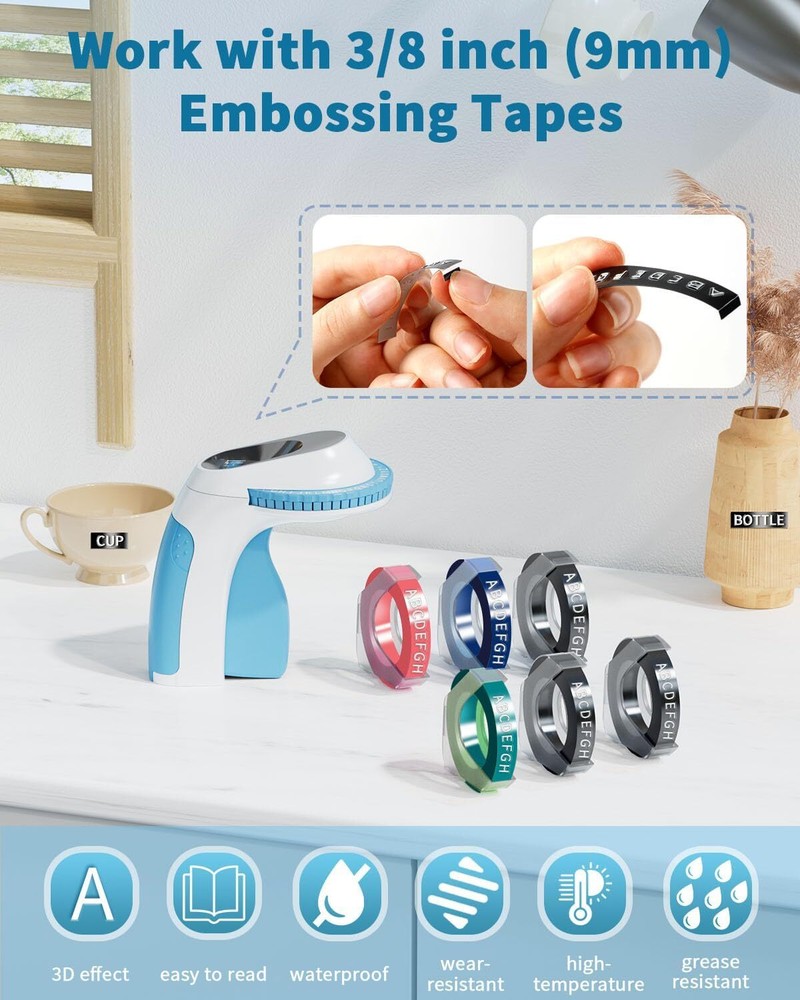 Phomemo Embossing Label Maker Machine with Tapes, E975 Portable Vintage Embossed