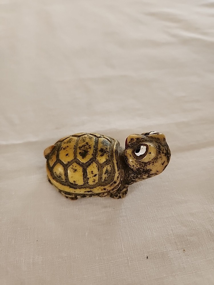 Brown Carved Soapstone Turtle Decorative Figurine