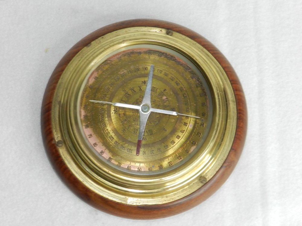 Vintage Nautical / Maritime Compass - Wood & Brass