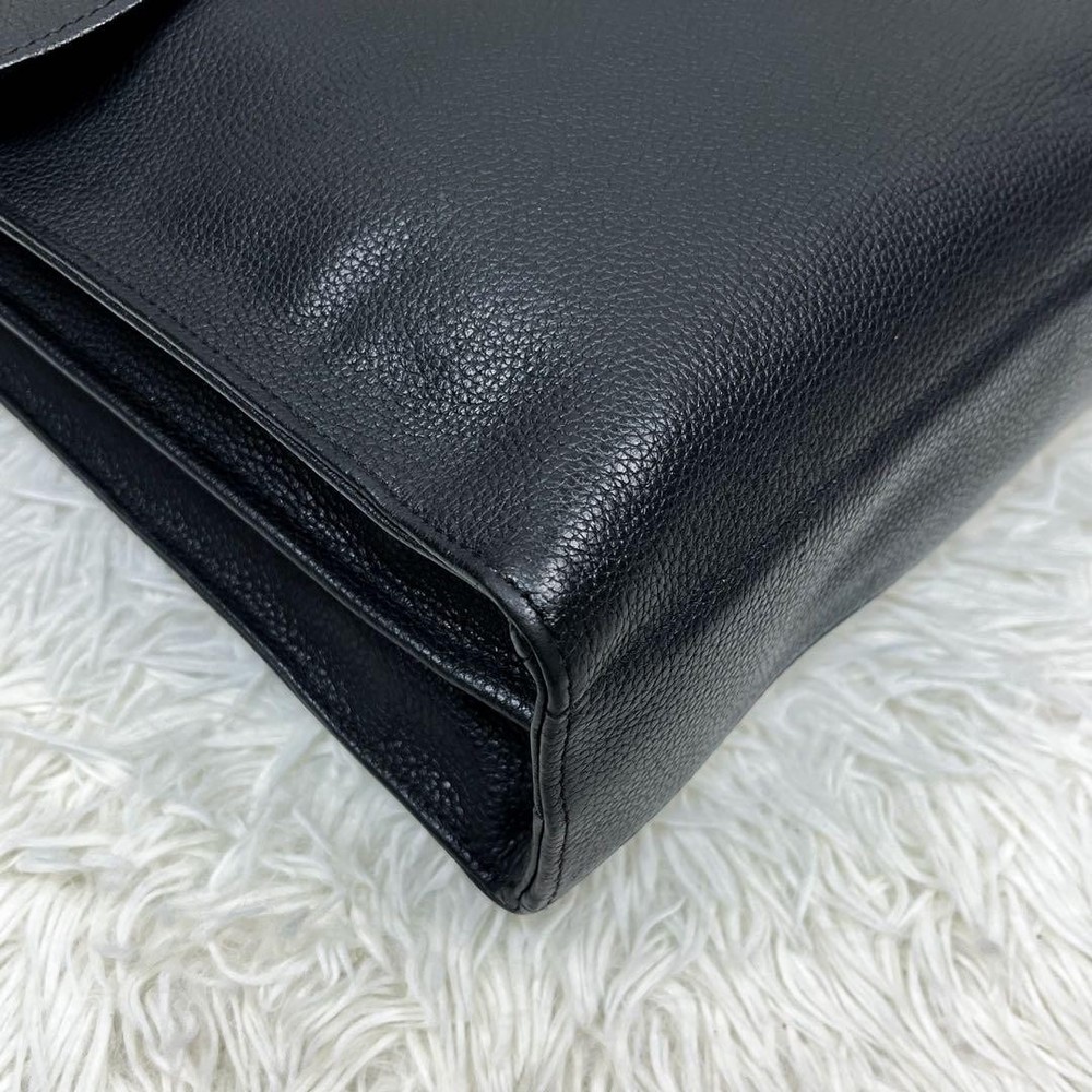 Longchamp All Leather Briefcase Logo Embossed Authentic