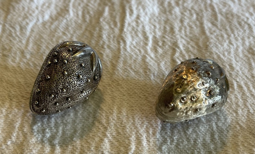 Two Sterling Silver Designer Strawberry Pill Boxes