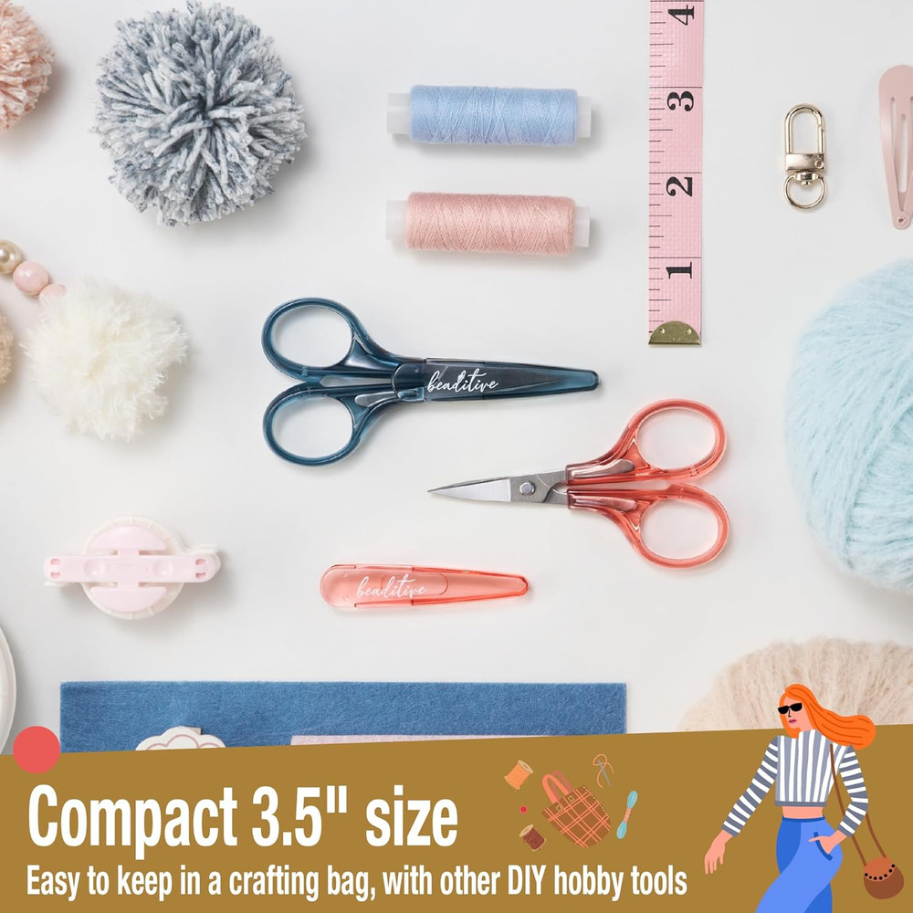 Detail Craft Scissors Set (2 Pcs) Curved and Straight, Sharp, Compact | Sewing,