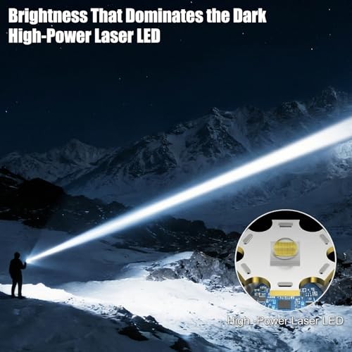 LED Flashlight 3000lm High Rechargeable Flashlight-Silvery Gray-Upgraded