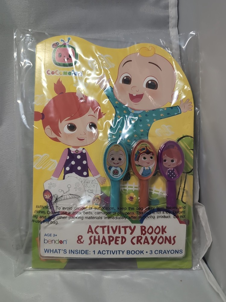 Cocomelon Activity Book & 3 Shaped Crayons - New In Package 2021