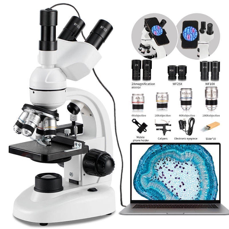 Zoom 2000x single-lens student microscope, bioluminescent diode, laboratory, chi