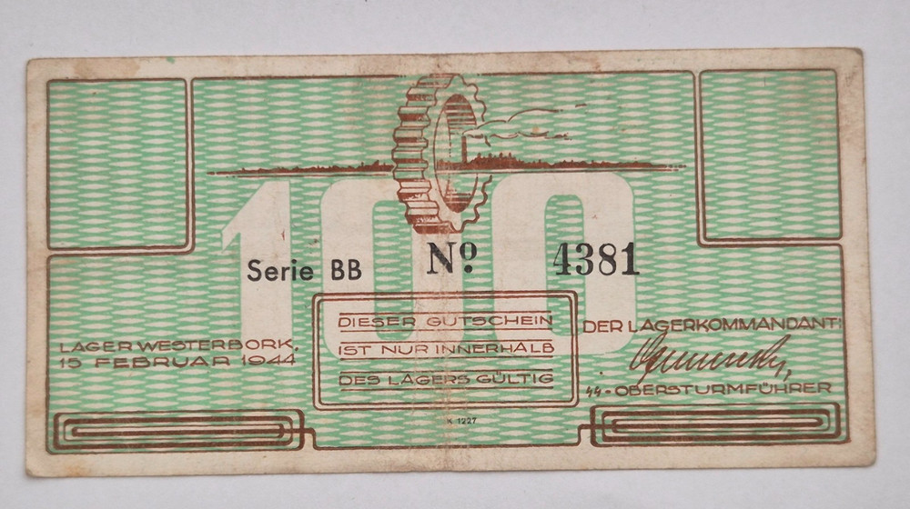 Concentration Camp  "Westerbork" Netherlands 1944  100 CENT  WITHOUT WATERMARK